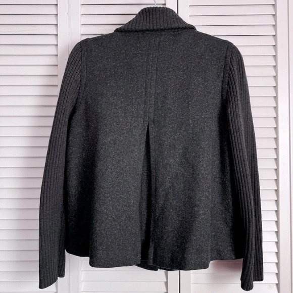 Eileen Fisher Women’s Wool Charcoal Jacket Sweater Ribbed Sleeves Size Small - Picture 3 of 10